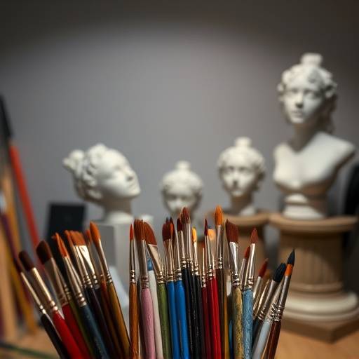 Podcast art for 'Arts & Culture' podcast: Paintbrushes and sculptures