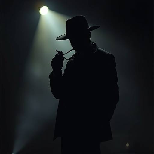 Podcast art for 'True Crime Files' podcast: Silhouette of a detective